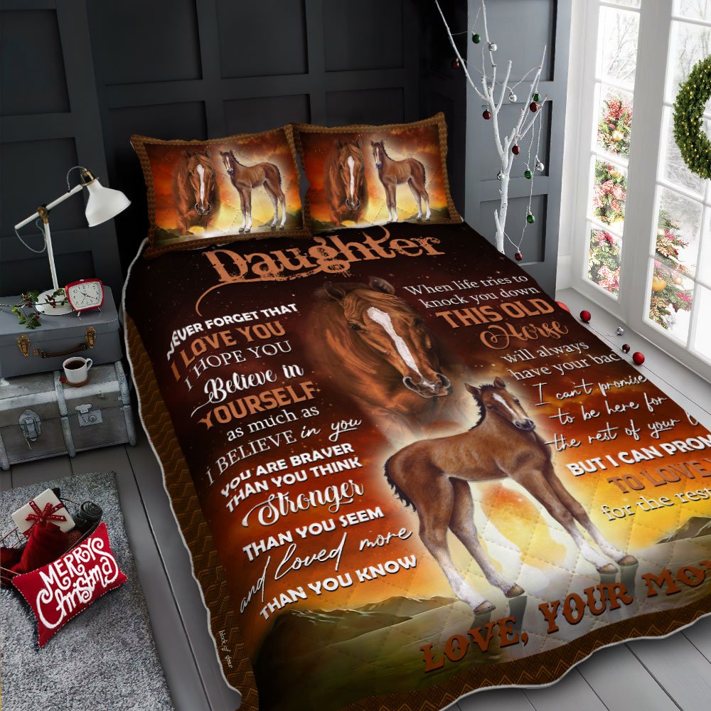 To My Daughter This Old Horse Will Always Have Your Back Quilt Bedding Set