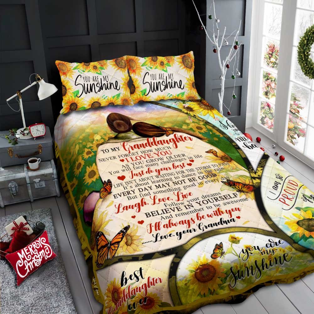 To My Granddaughter Sunflower Quilt Bedding Set-v1p3y