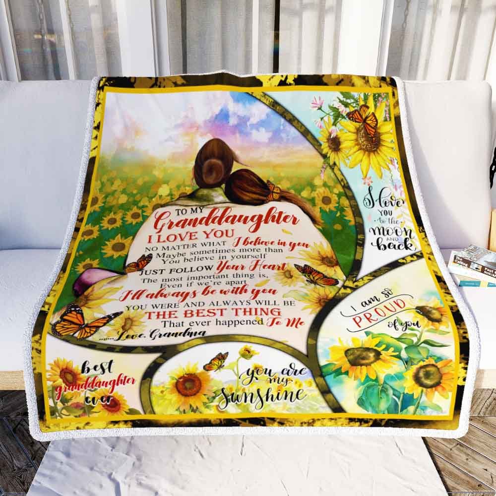 To My Granddaughter Sunflower Sofa Blanket