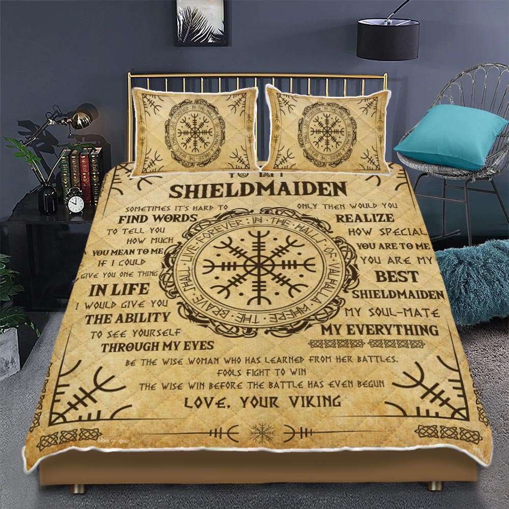 To My Shieldmaiden Viking Quilt Bedding Set