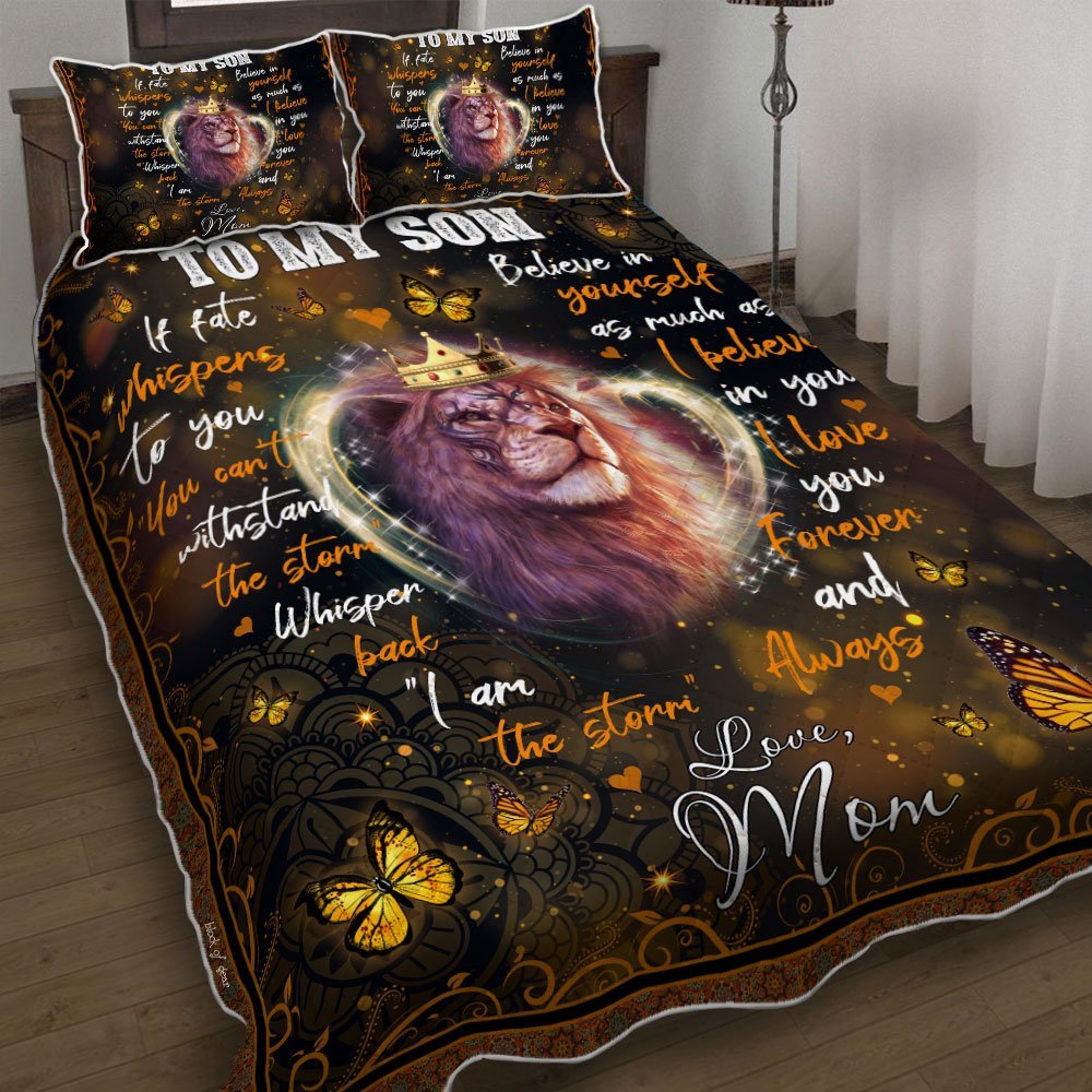 To My Son If Fate Whispers To You Mom Lion Quilt Bedding Set