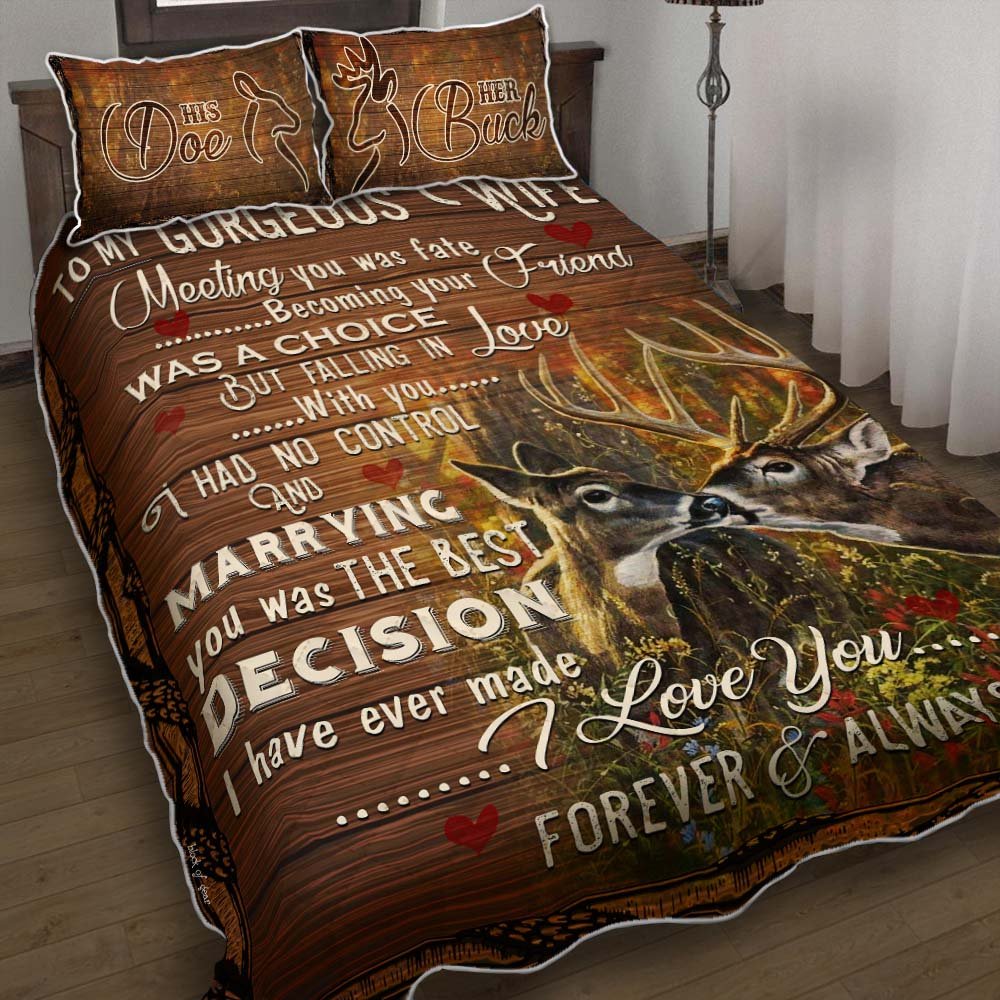 To My Wife Deer Quilt Bedding Set-pqnbb