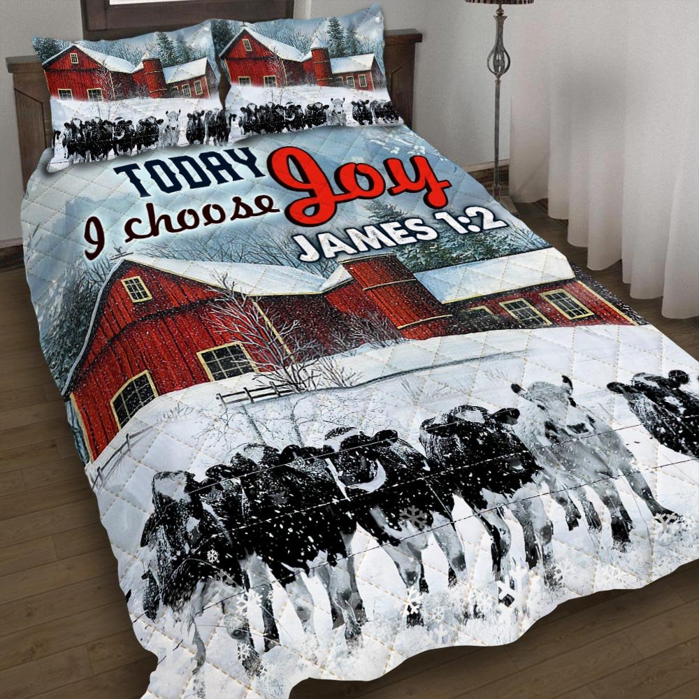 Today I Choose Joy Cow Angus Cattle Quilt Bet Set-76wk5