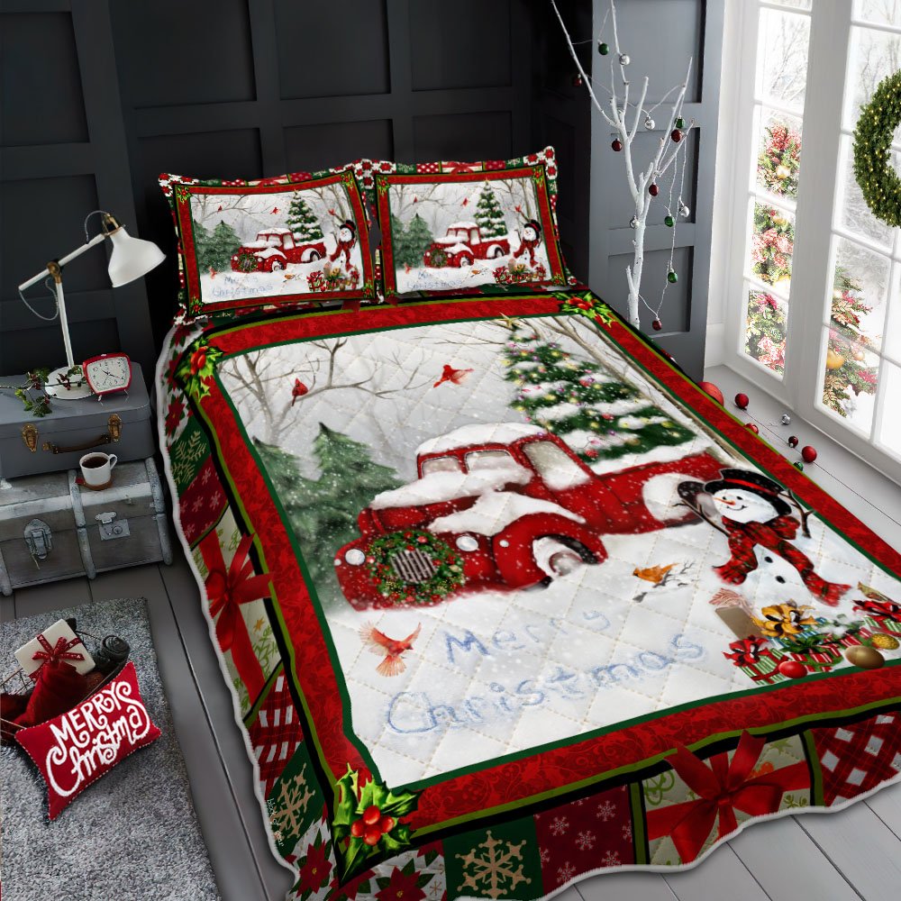 Truck Christmas Quilt Bedding Set