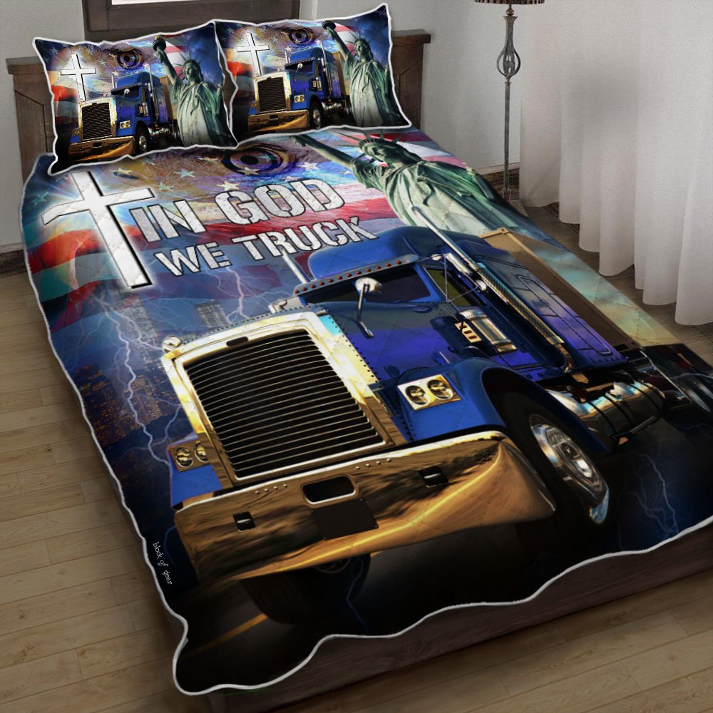 Truck Driver American Patriot Quilt Bedding Set