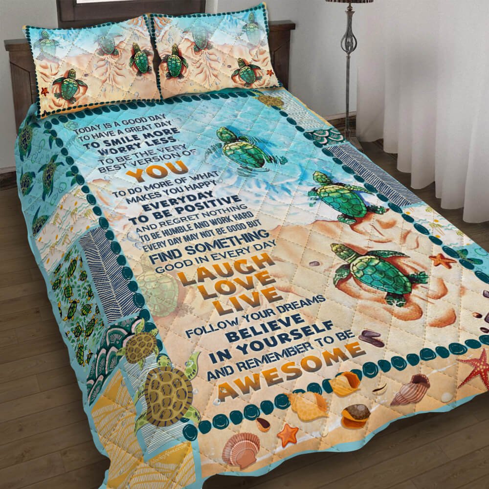 Turtle Beach Today Is A Good Day Quilt Bedding Set