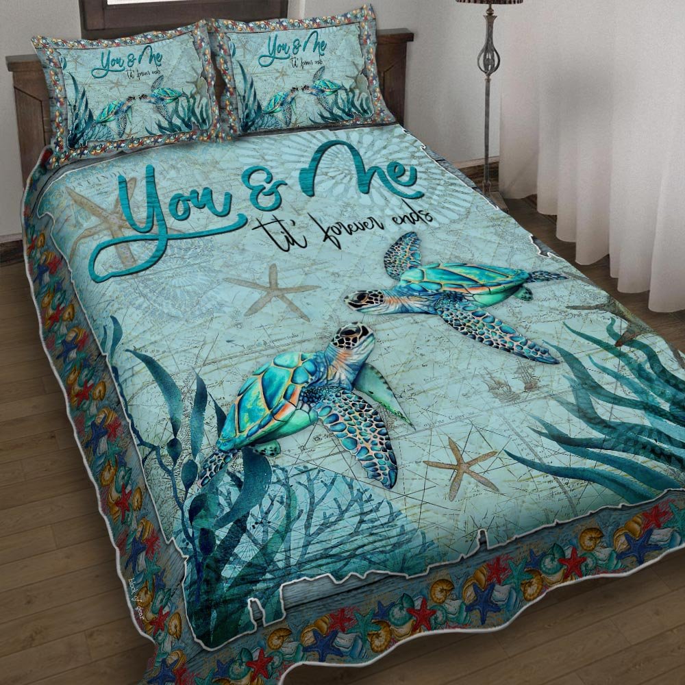 Turtle Couple You And Me Til Forever Ends Quilt Bedding Set