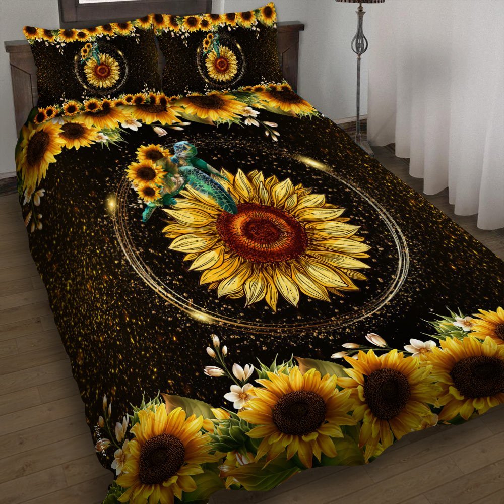 Turtle Sunflower Quilt Bedding Set