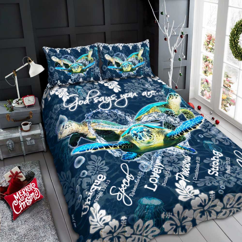 Turtles God Says You Are Quilt Bedding Set