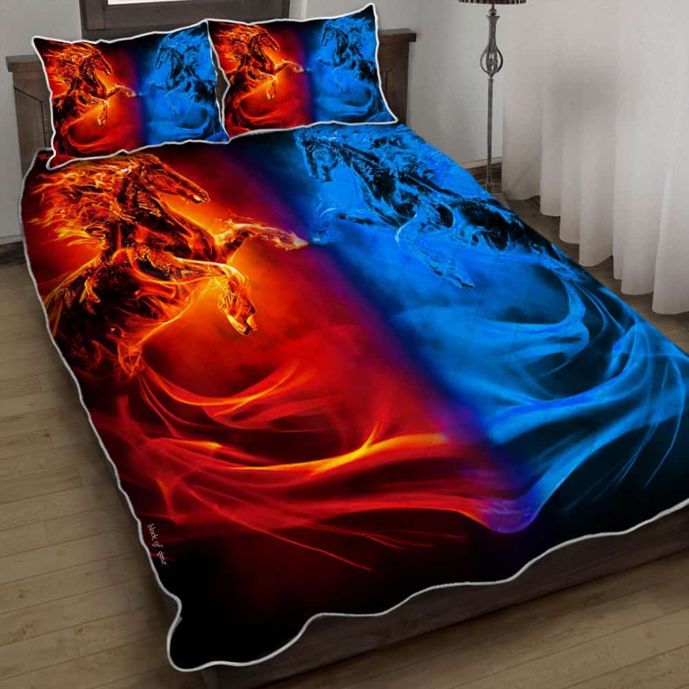 Two Rear Horses Quilt Bedding Set