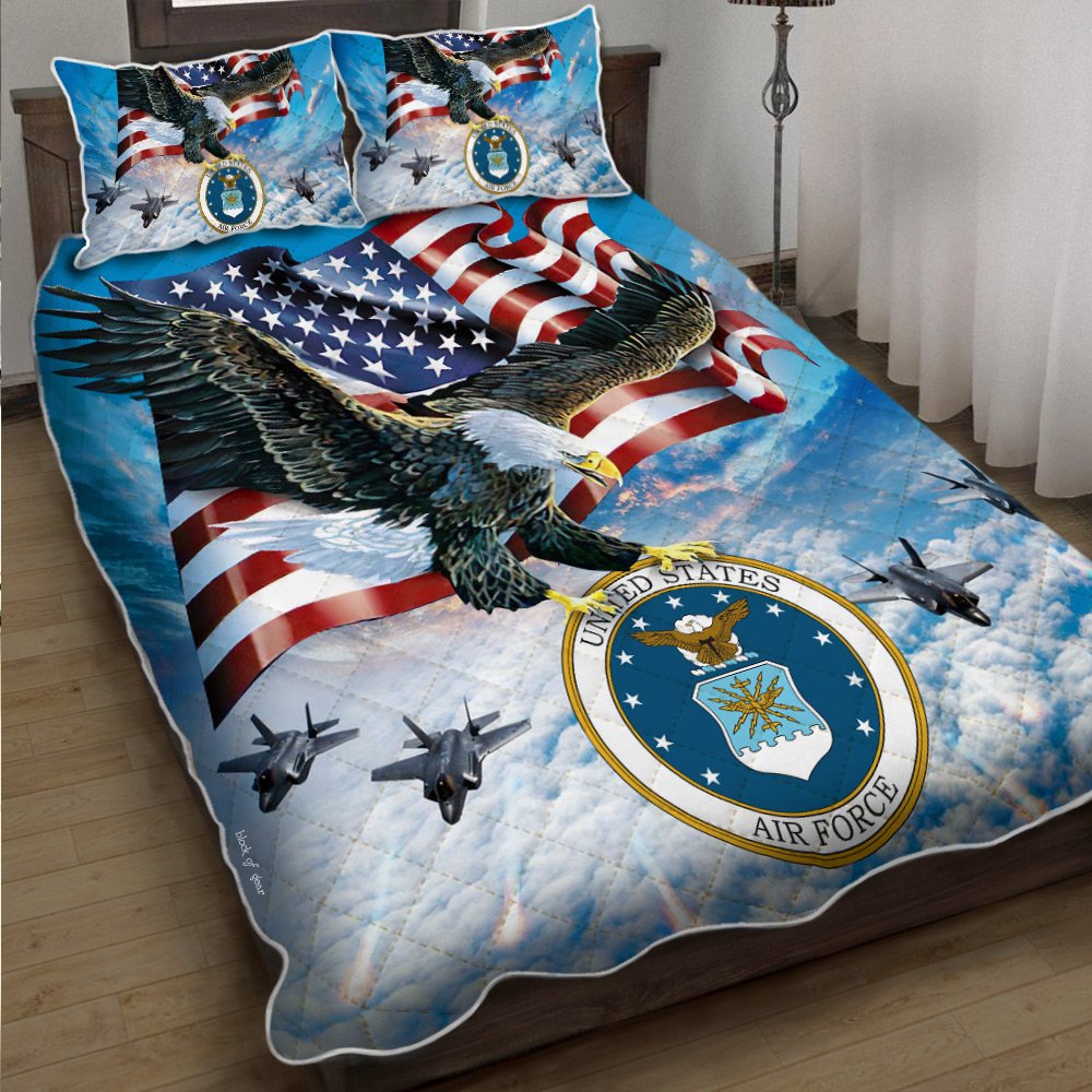 United States Air Force Veteran American Us Quilt Bedding Set