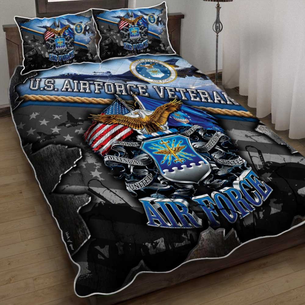 United States Air Force Veteran Proudly Served Quilt Bedding Set