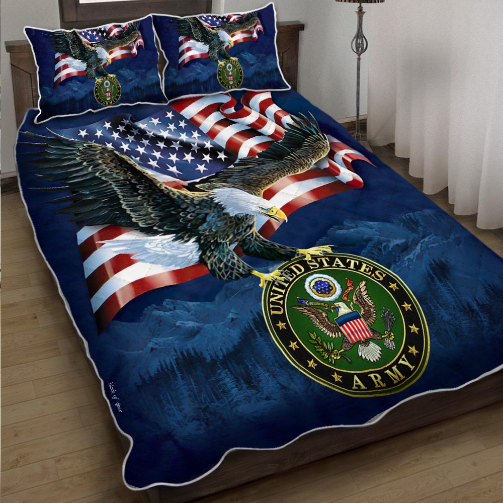 United States Army Veteran American Us Quilt Bedding Set