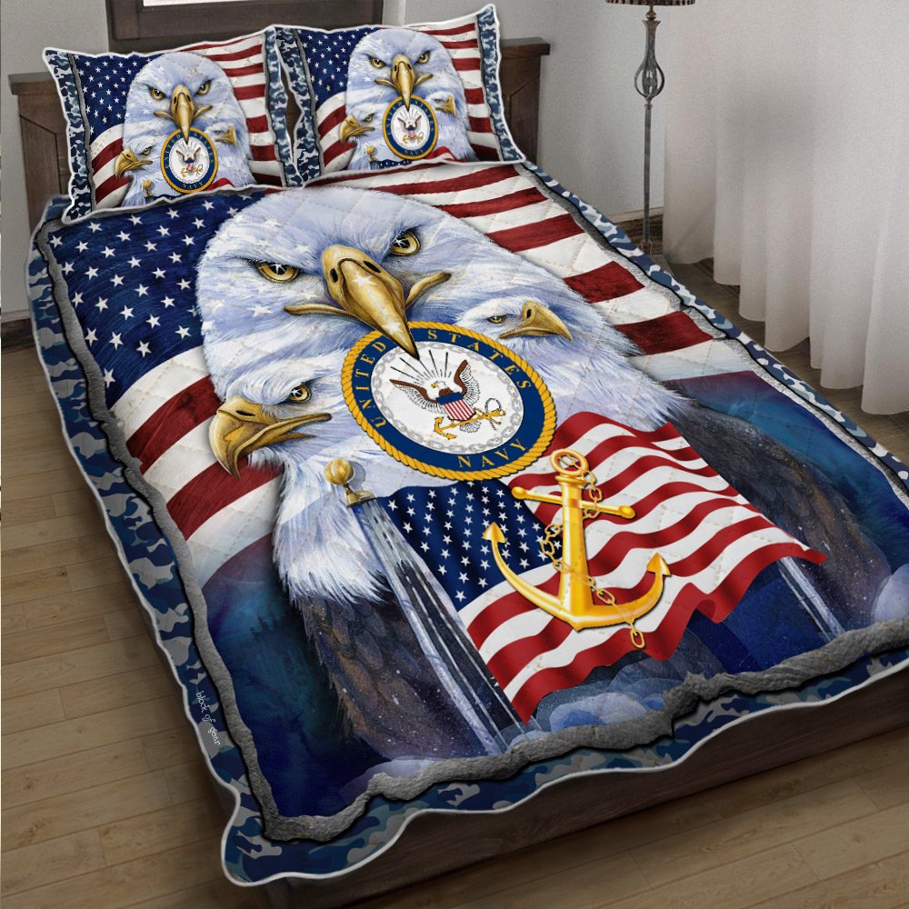 United States Navy Veteran American Us Quilt Bedding Set-m1enb