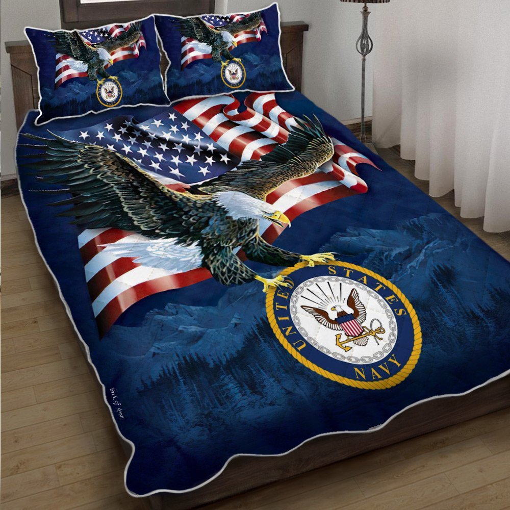 United States Navy Veteran American Us Quilt Bedding Set