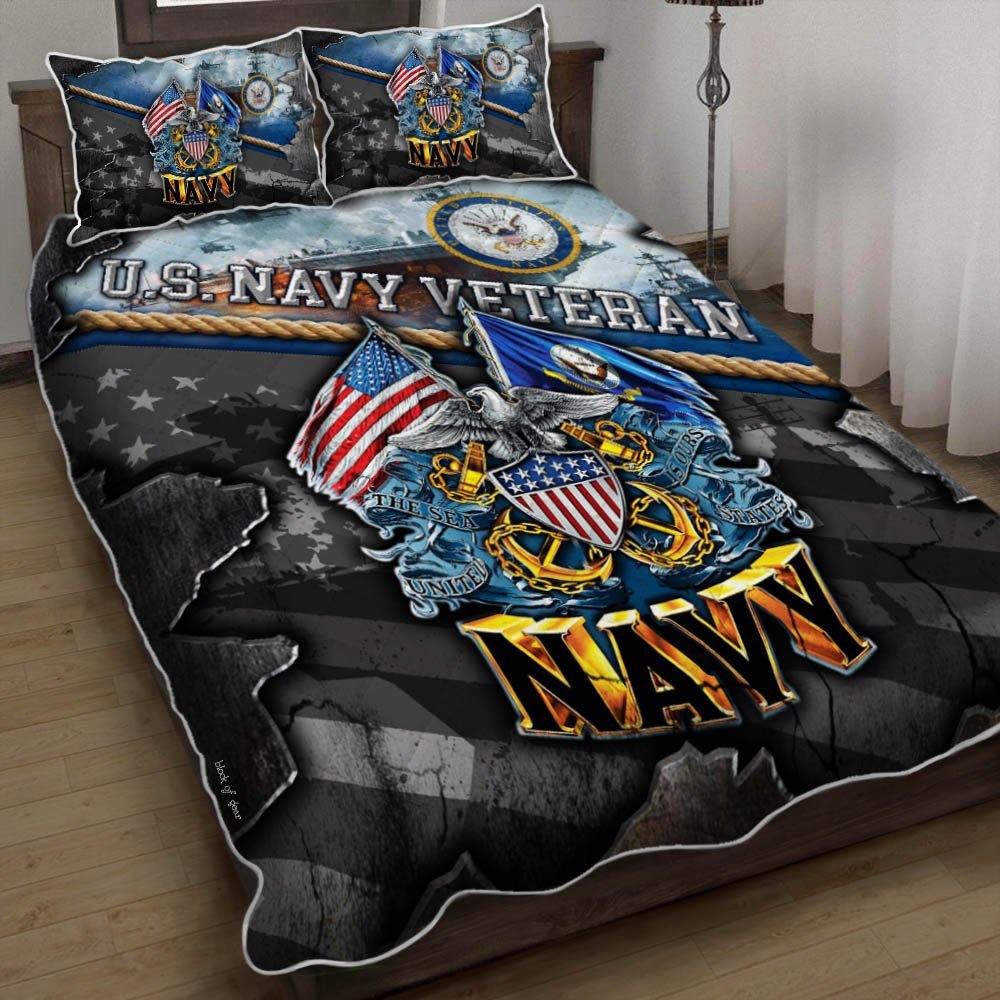 United States Navy Veteran Proudly Served Quilt Bedding Set-2lm3l