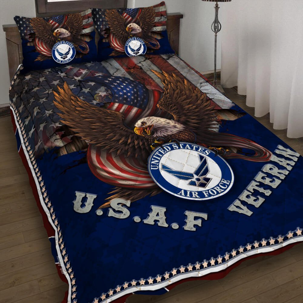 Us Air Force Veteran Quilt Bedding Set-k9njg