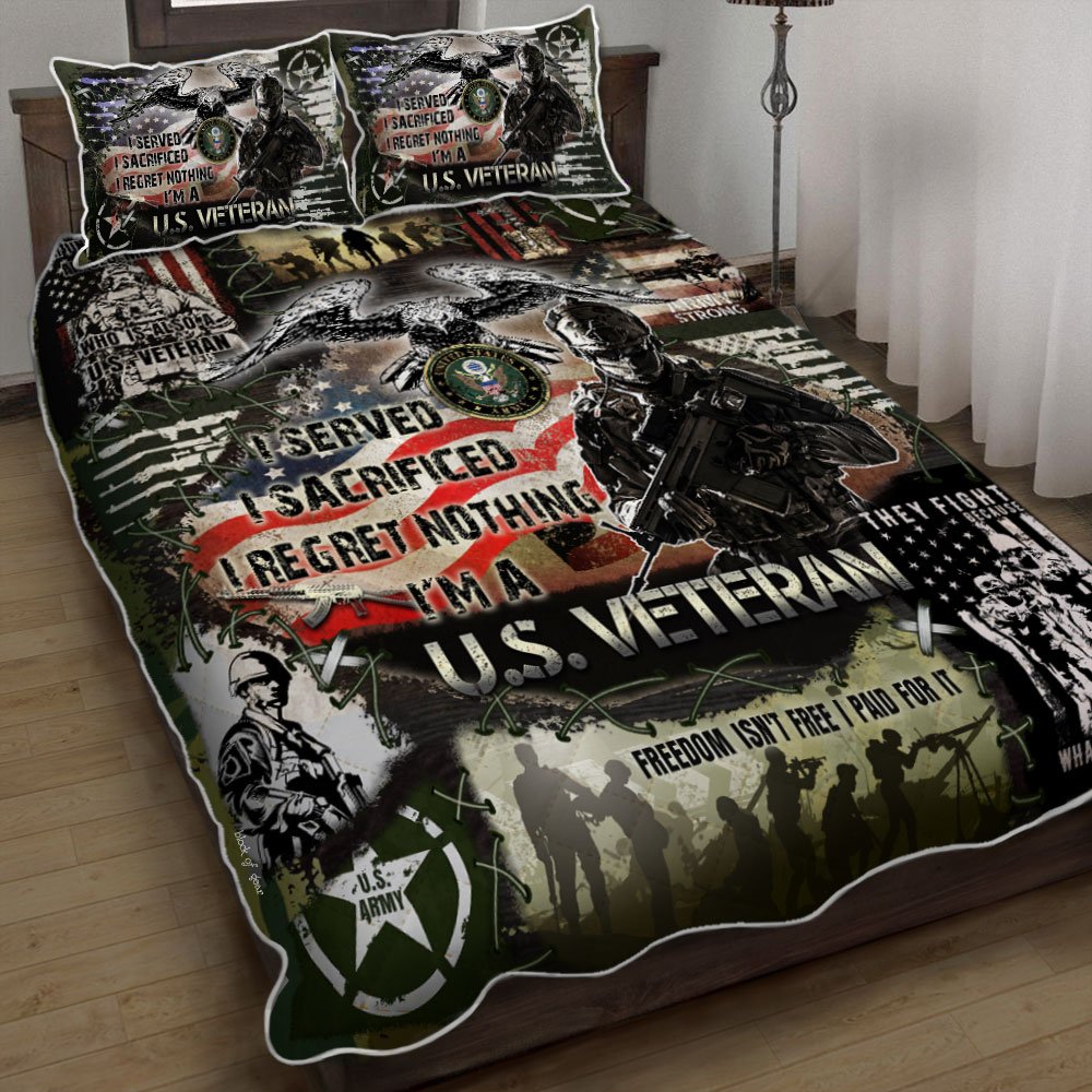 Us Army Veteran I Regret Nothing Quilt Bedding Set