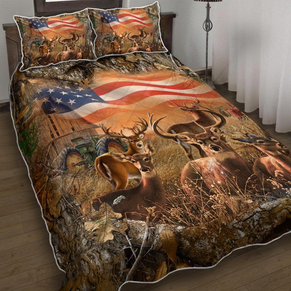 Us Deer Hunting Quilt Bedding Set