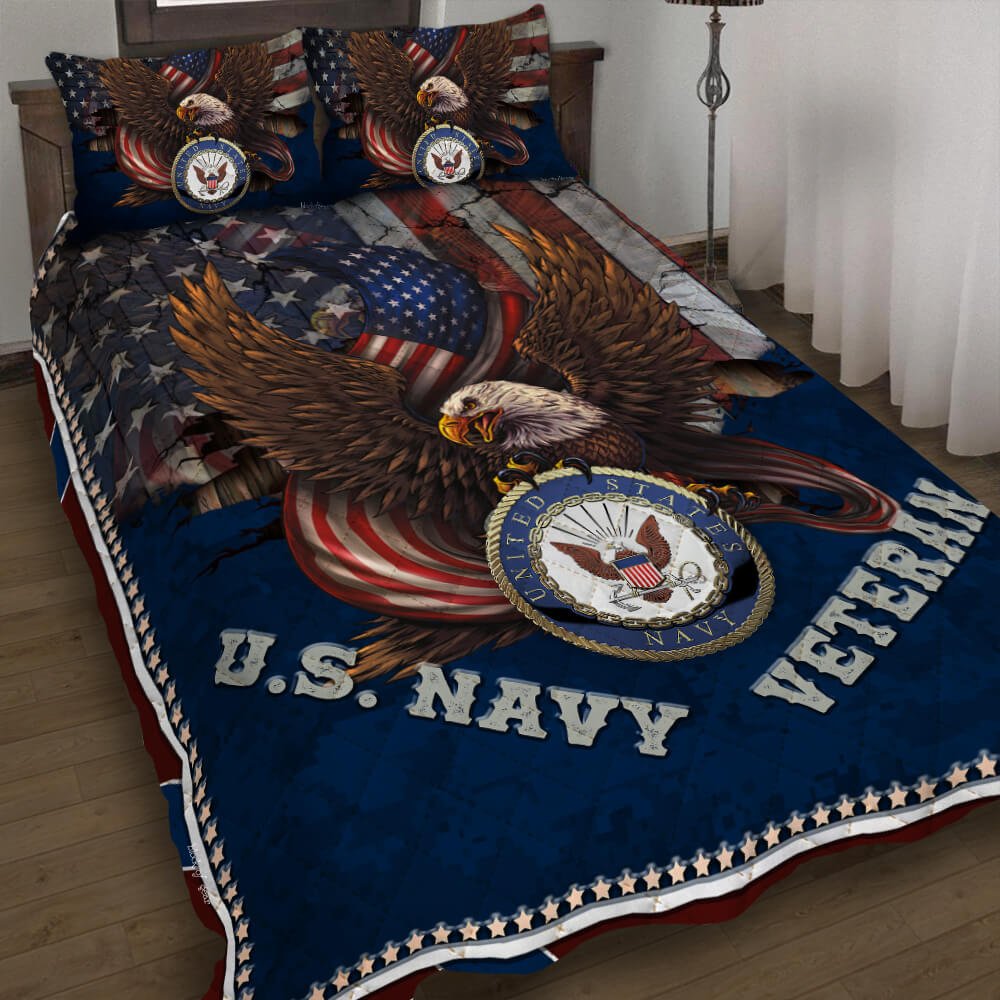 Us Navy Veteran Quilt Bedding Set