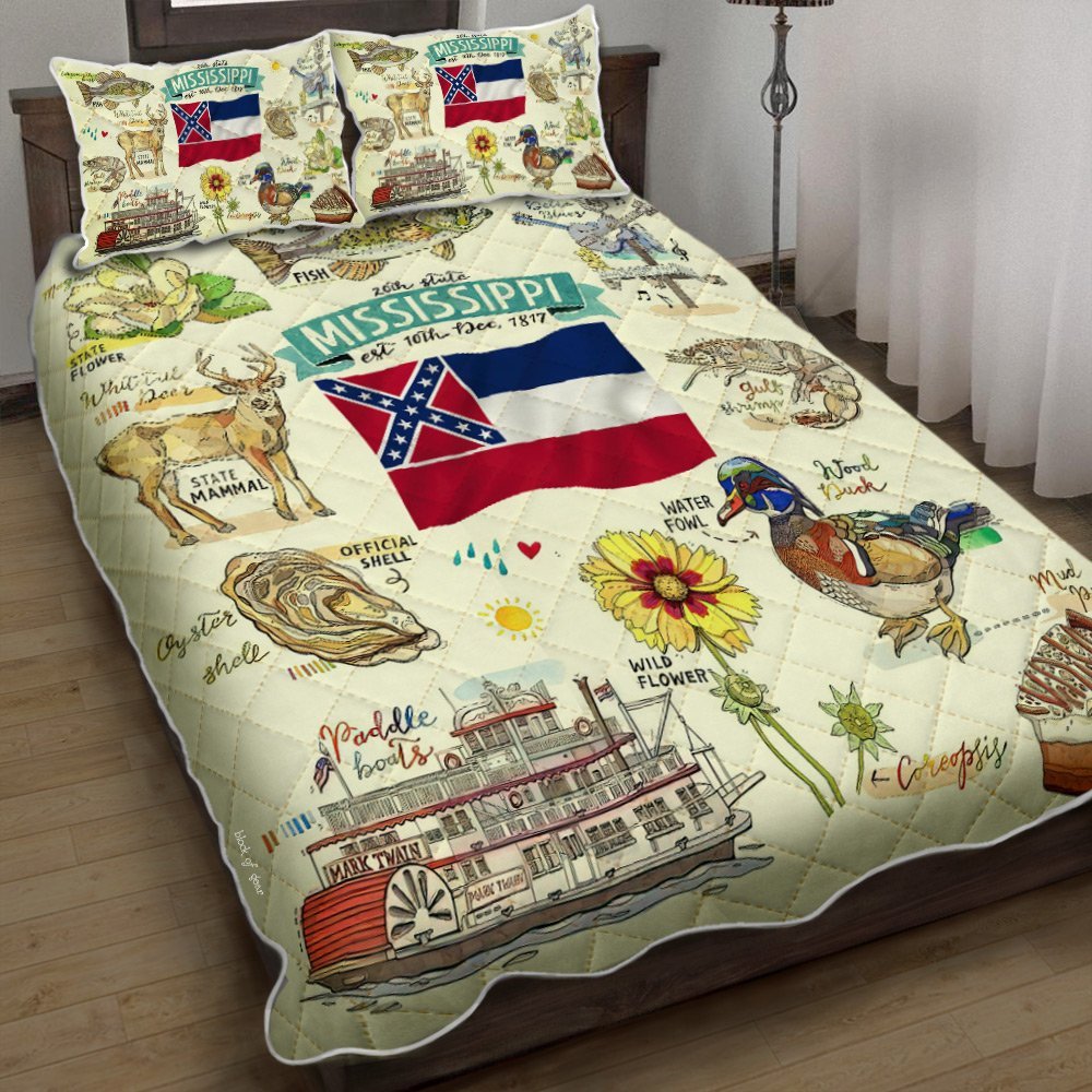 Us State Mississippi Quilt Bedding Set