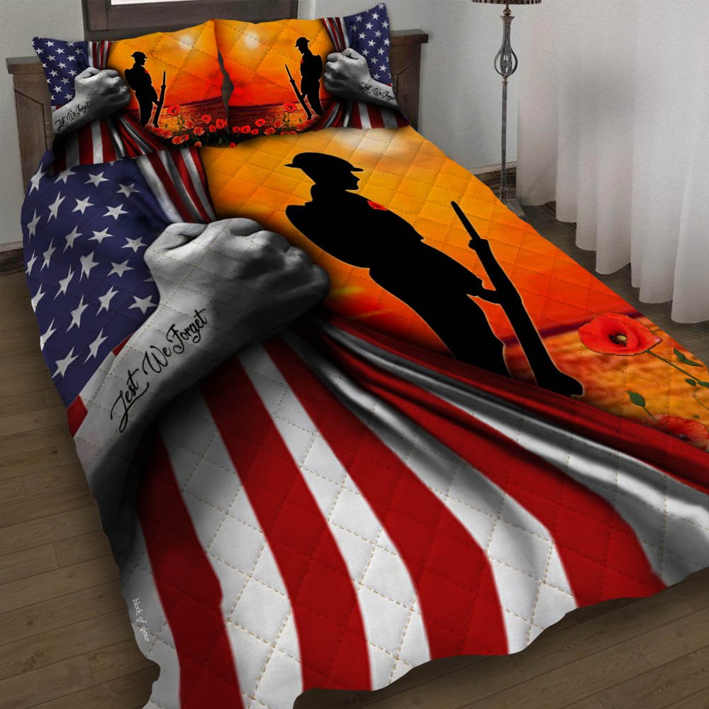 Veteran Lest We Forget Quilt Bedding Set