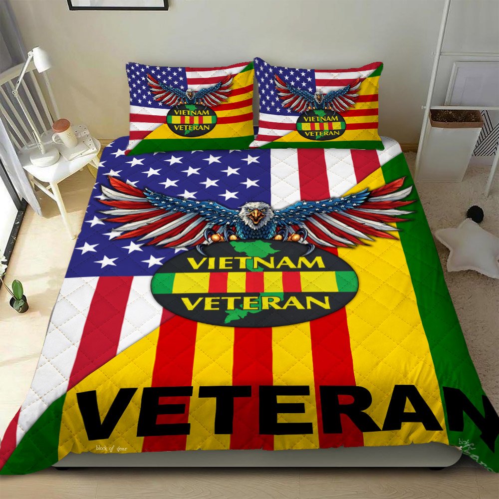 Vietnam Veteran American Us Quilt Bedding Set