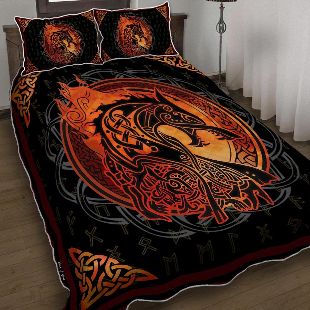 Viking Fenrir Wolf Quilt Bedding Set