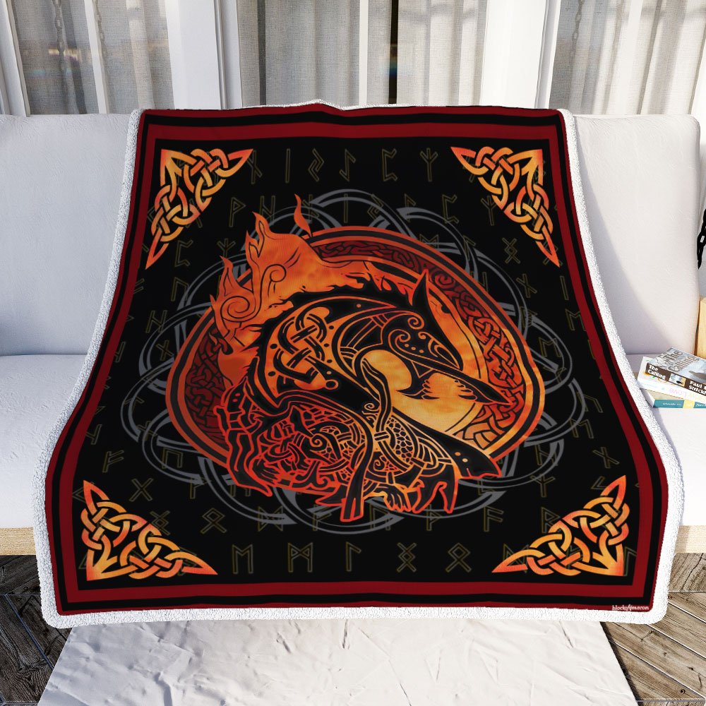 Viking Fenrir Wolf Sofa Throw Blanket