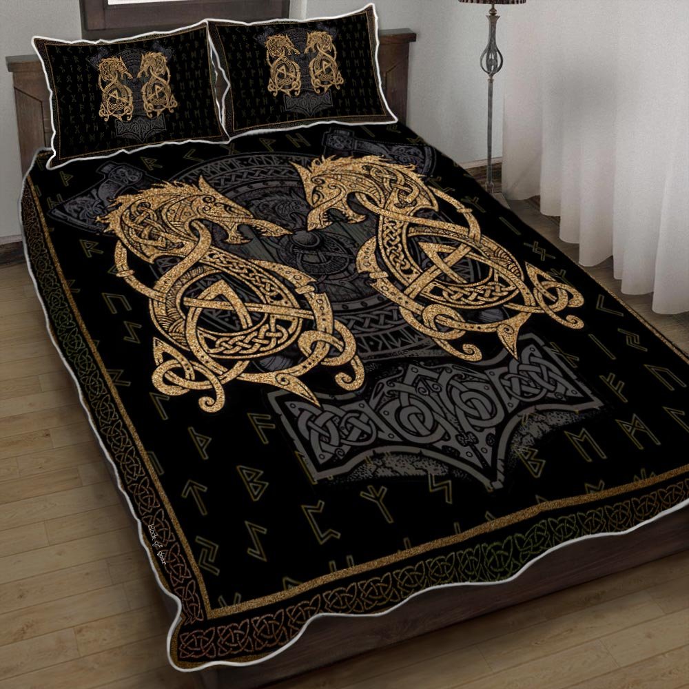 Viking Fenrir Wolves Quilt Bedding Set