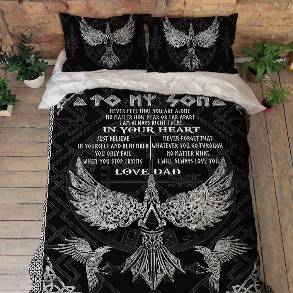 Viking Raven Quilt Bedding Set To My Son Believe In Yourself Ant66qs