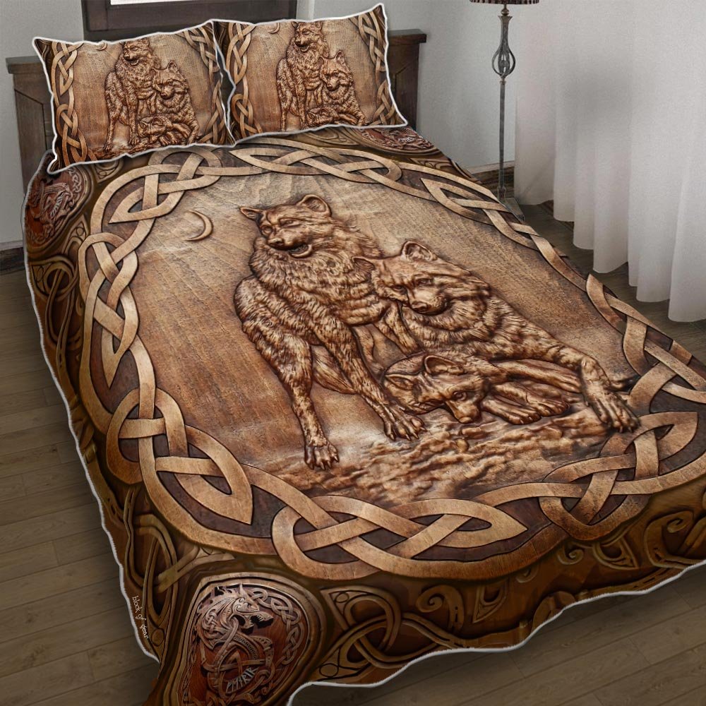 Viking Wolf Family Quilt Bedding Set