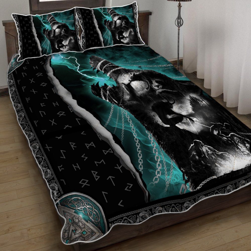 Viking Wolf Quilt Bedding Set-4t63w