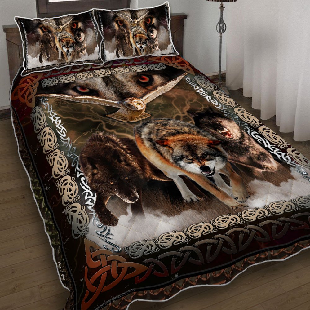 Viking Wolves Quilt Bedding Set