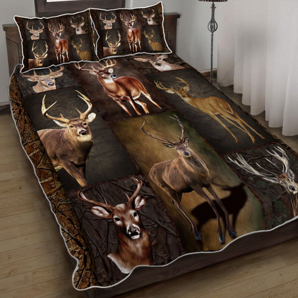 Vintage White-tailed Deer Quilt Bedding Set