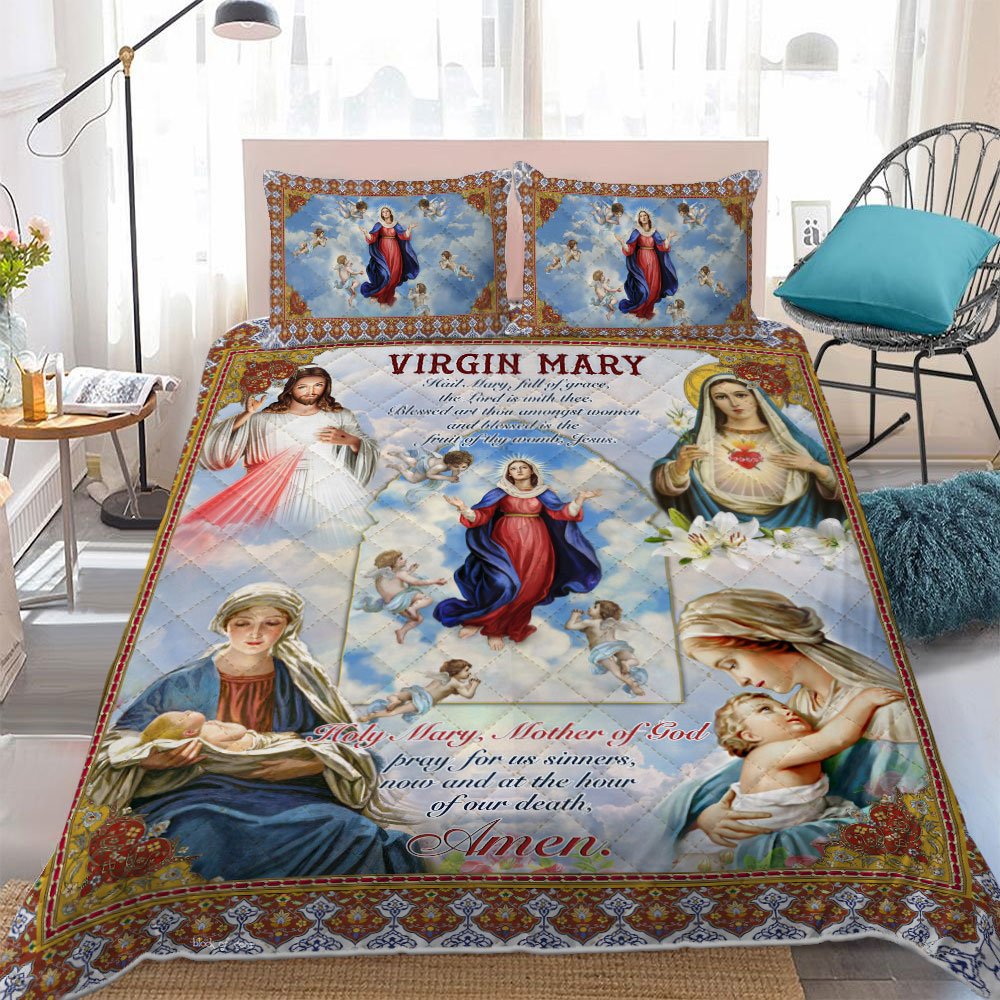 Virgin Mary Mother Of God Quilt Bedding Set