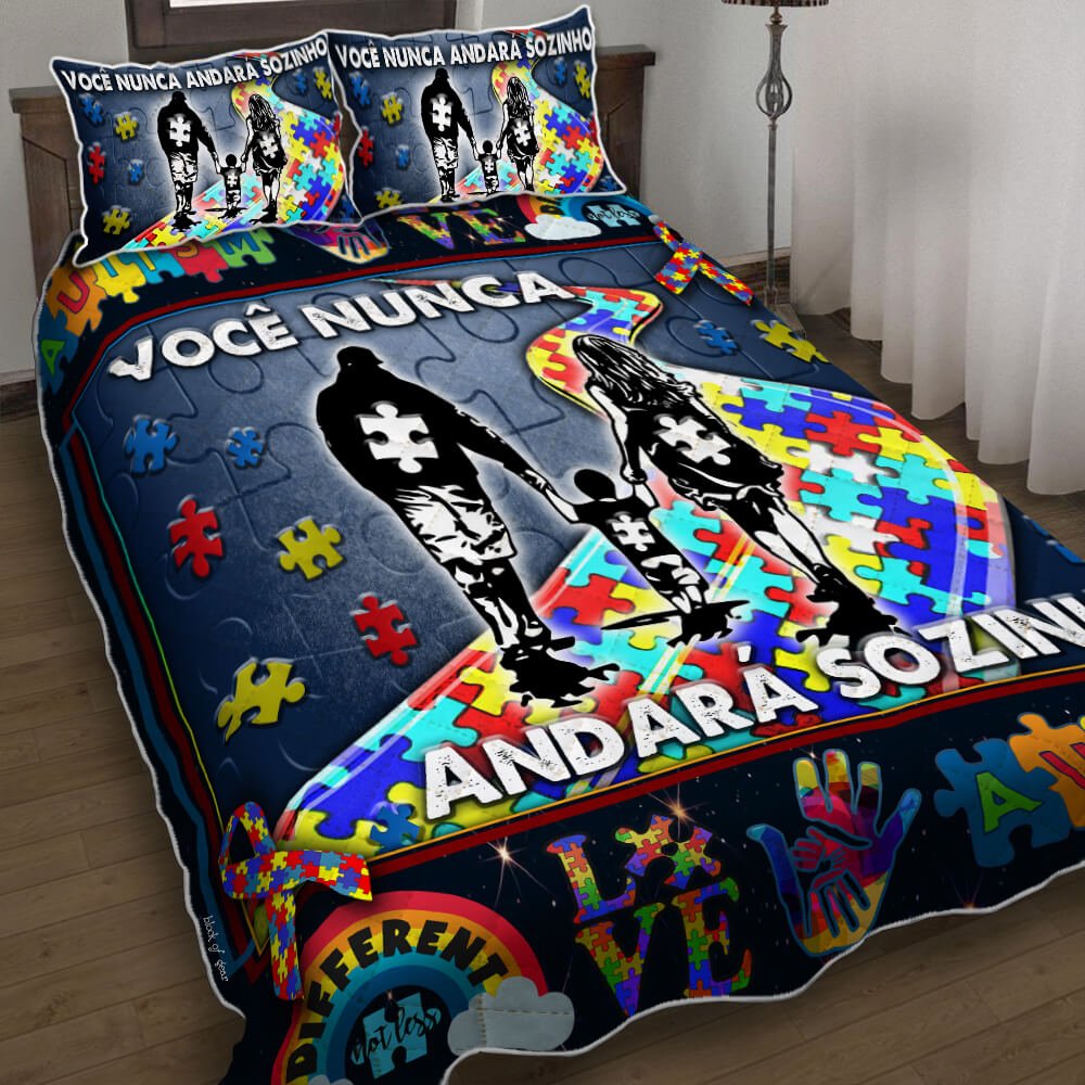 Você Nunca Andará Sozinho Autismo Quilt Bedding Set