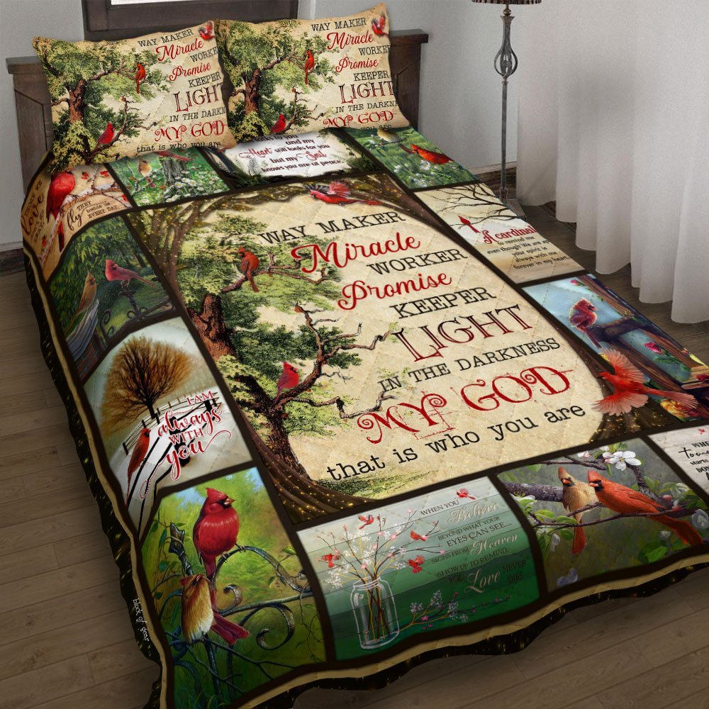 Way Maker Miracle Worker Cardinal Quilt Bedding Set