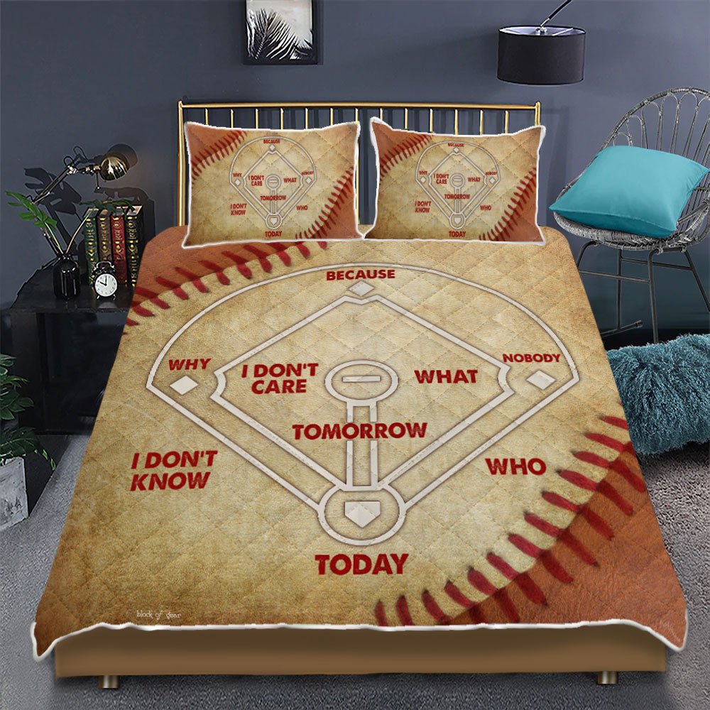 Whos On First Baseball Quilt Bedding Set