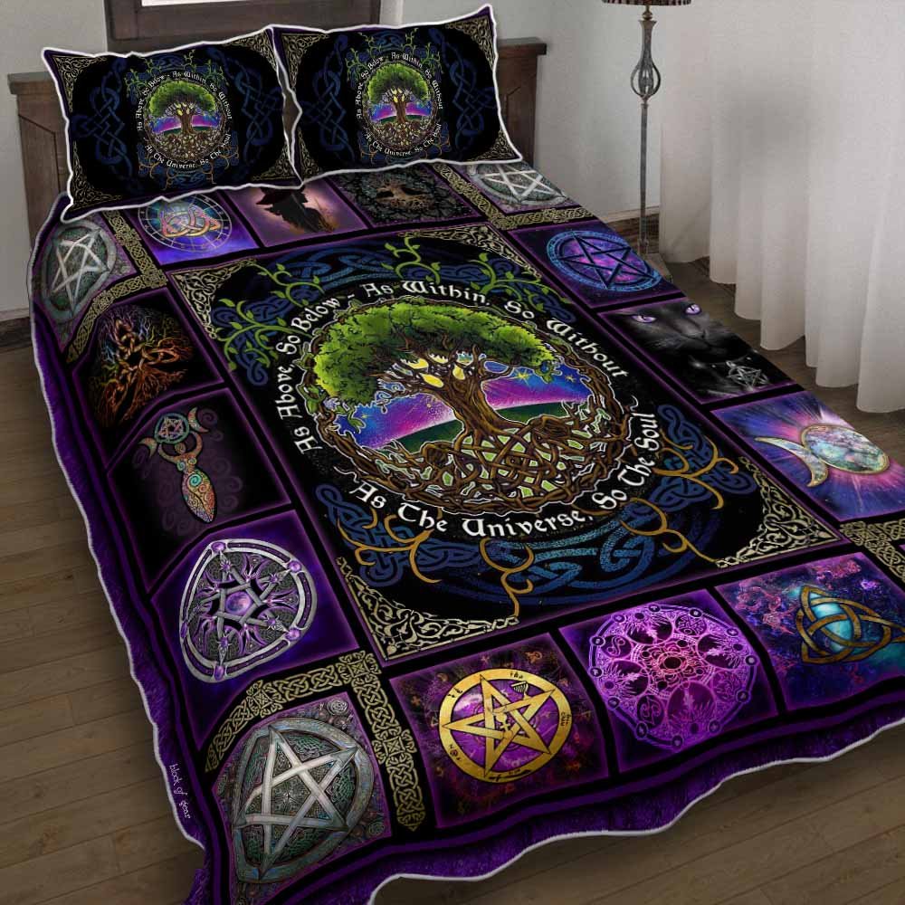 Wiccan Pagan Witch Tree Of Life As Above So Below Quilt Bedding Set