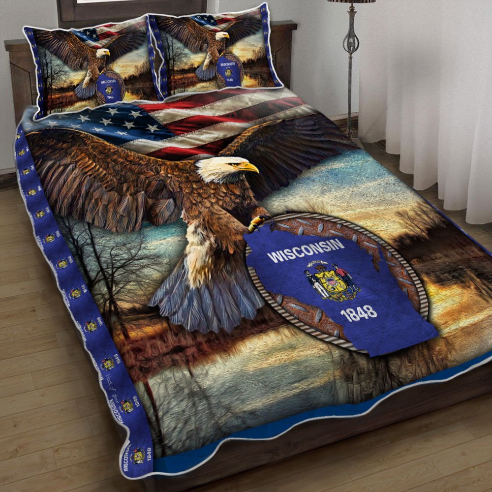 Wisconsin State Eagle Quilt Bedding Set