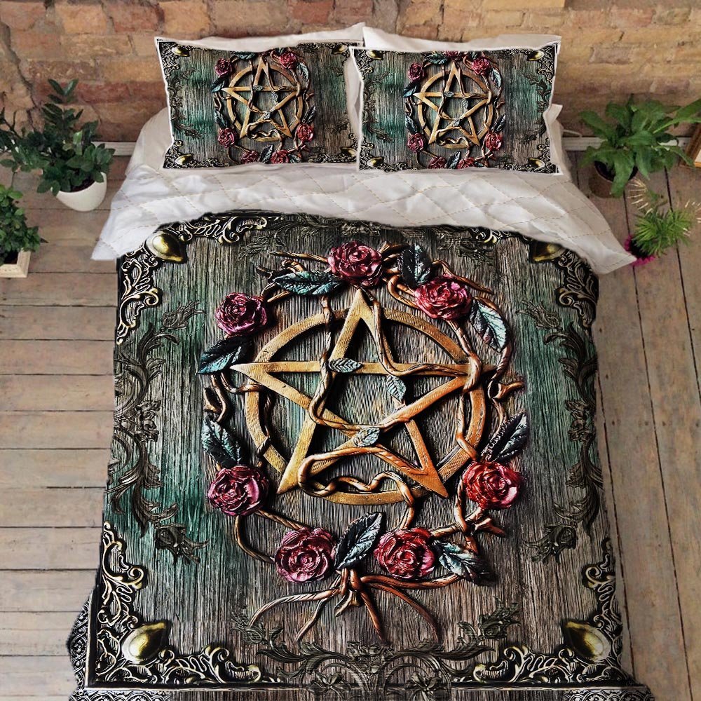 Witchcraft Wiccan Mystical Witch 3d Pattern Quilt Bedding Set Thh3460qs