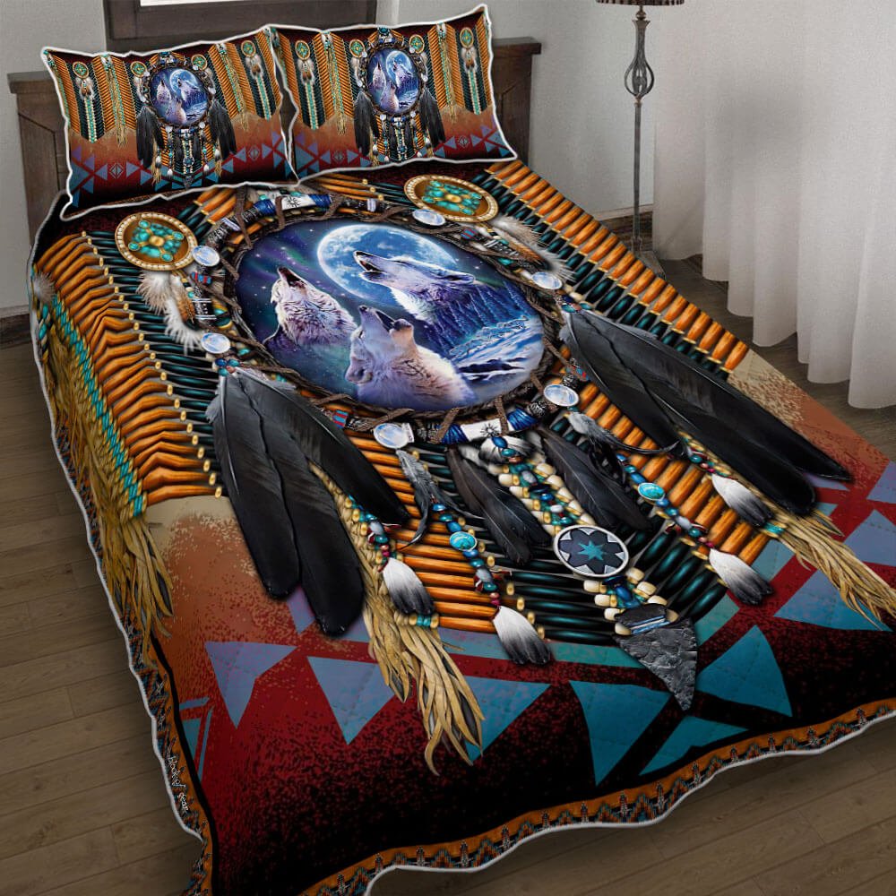 Wolf Dream Catcher Quilt Bedding Set-tn0m2