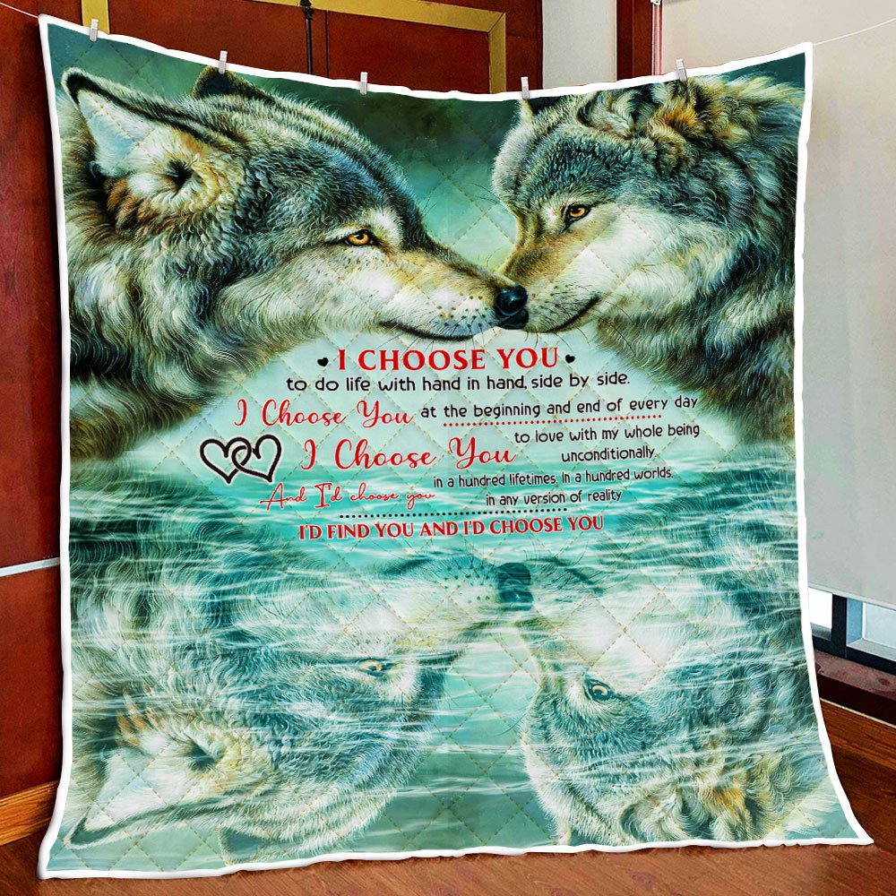 Wolf Love I Choose You Quilt Blanket