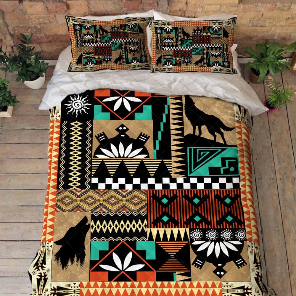 Wolf Native American Quilt Bedding Set Bnn545qs