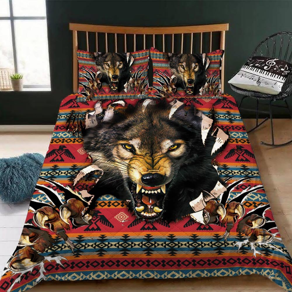 Wolf Native American Quilt Bedding Set-gcpvl