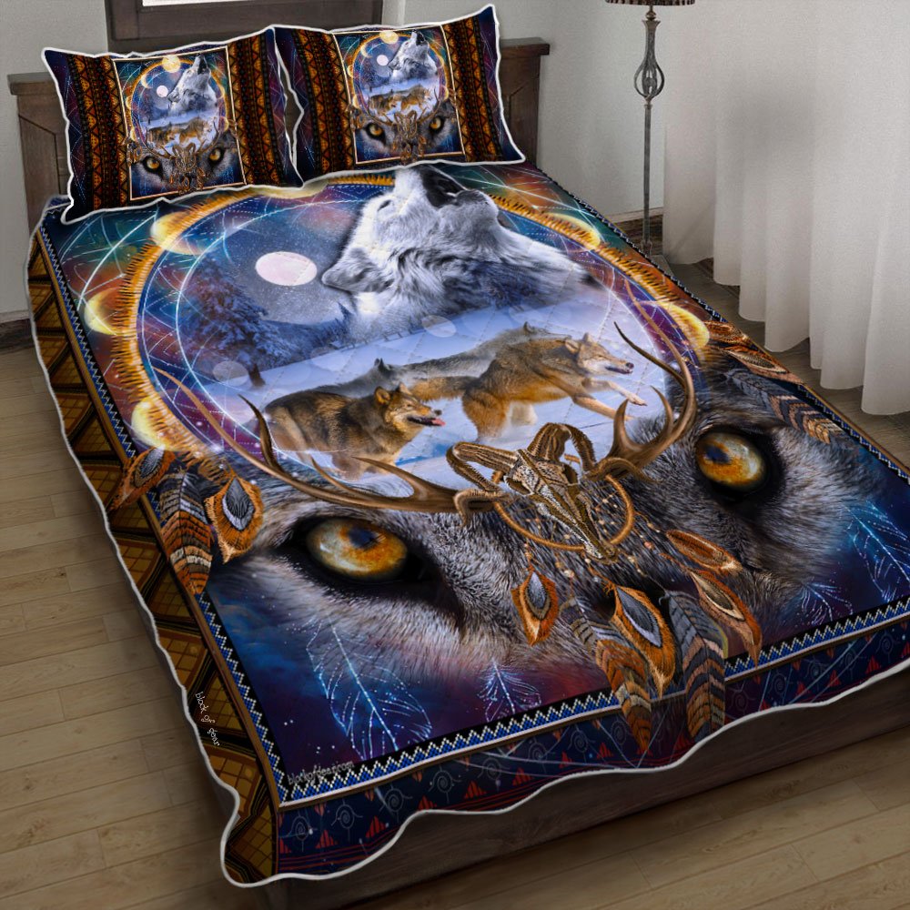 Wolf Native American Quilt Bedding Set-xrbgb