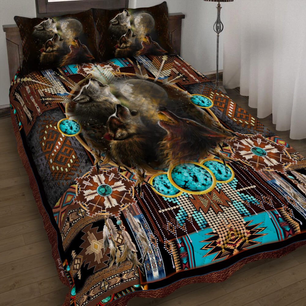 Wolf Native American Quilt Bedding Set