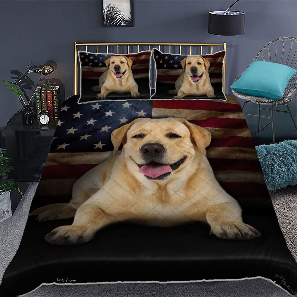 Yellow Labrador Quilt Bedding Set