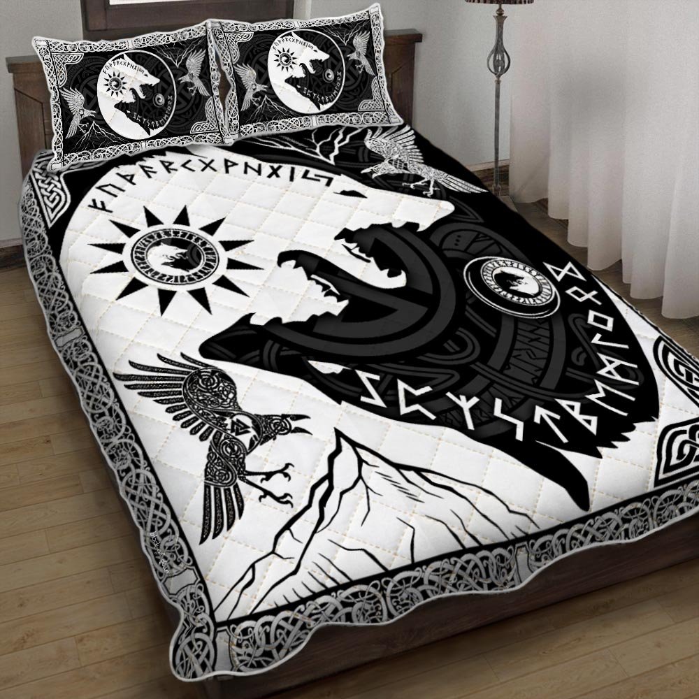 Yin Yang Fenrir Viking Wolf Quilt Bedding Set